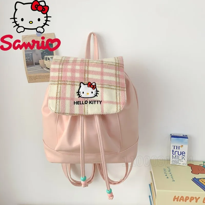 sanrio Hello Kitty New Mini Backpack Luxury Brand Women's Drawstring Backpack Cartoon Cute Fashion Girls Schoolbag High Quality