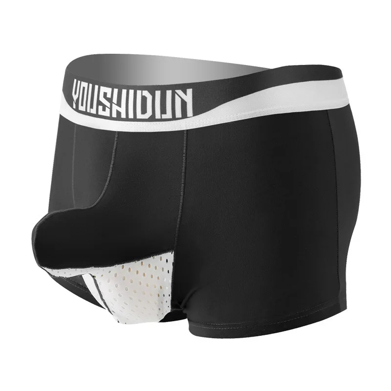 

Men Cotton Boxer Briefs Breathable Mid Rise Gun&Ball Separation Underwear Youth Elastic Waistband Sport Panties for All Seasons