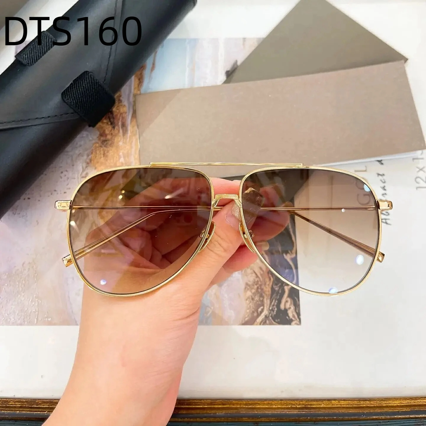 

Original ARTOA.92 DTS160 Fashion Oval Gold Alloy Frame Men Sunglasses UV400 Polarized Premium Luxury Design Women Couple Eyewear