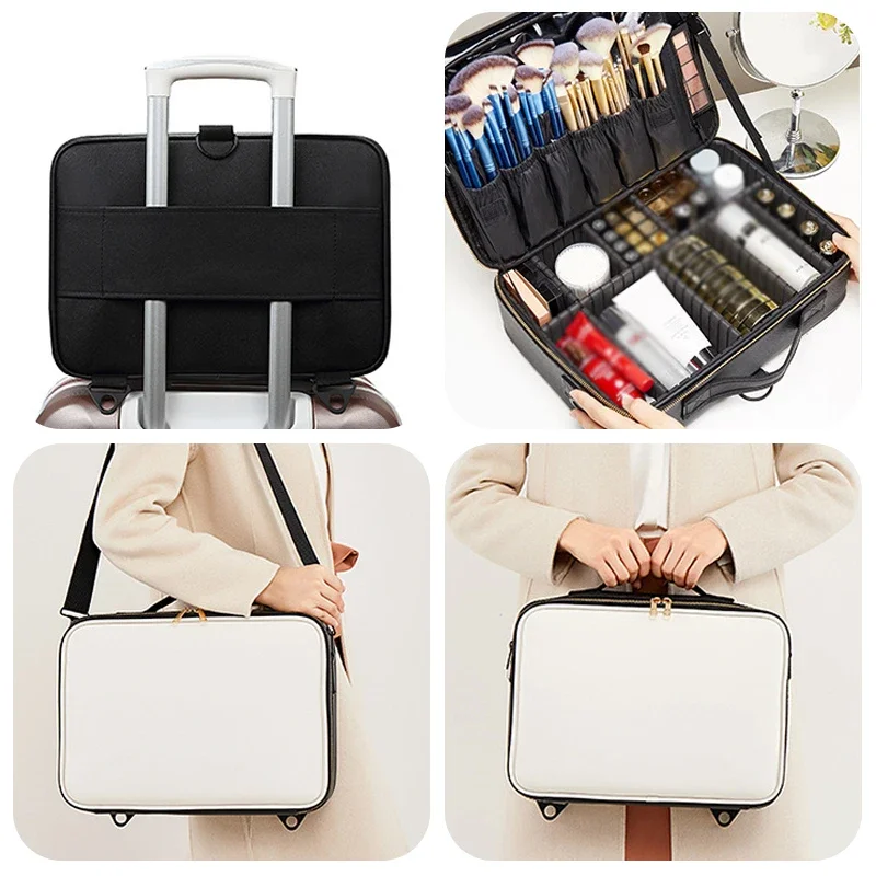 Borsa per il trucco in PU femminile di grande capacità Organizer per attrezzi custodia per il trucco dell\'artista professionale nuova scatola di