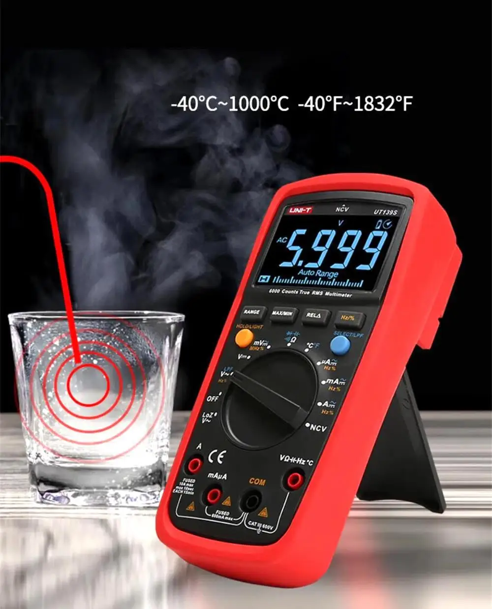 UNIT UT139S Multimeter Professional True RMS Digital Multimeters Temperature Probe LPF pass (low pass filter) function