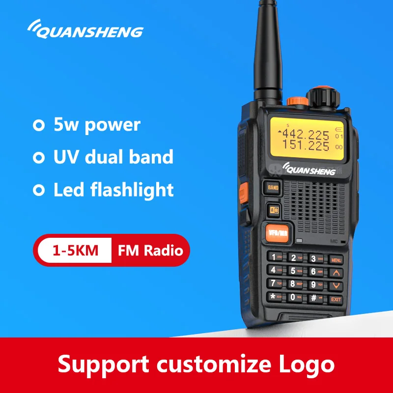 

Quansheng K4ATUV 5W radio dual band uhf vhf 136-174MHZ 400-480MHZ fm outdoor ctcss walkie talkies with flashlight 100miles radio