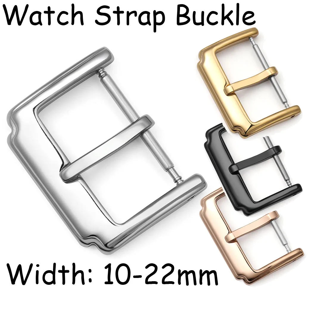 10 12 14 16 18mm 20mm 22mm Stainless Steel Watch Band Buckle Leather Silicone Bracelet Replacement Watch Strap Clasp Accessories