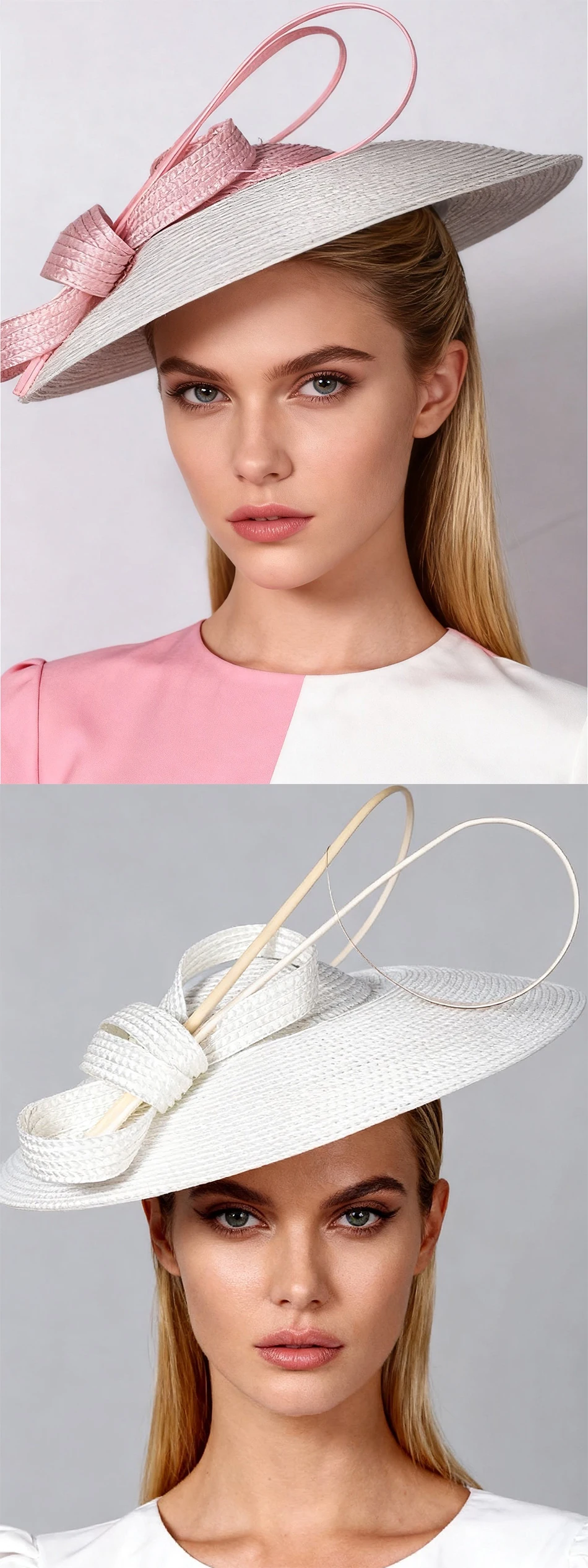 FS Vintage Kentucky Derby Hut mit breiter Krempe, Khaki-Weiß, Kirchenhüte für Damen, elegante Teeparty-Fascinator-Mütze, Sombreros Mujer 2026 – Detail 3