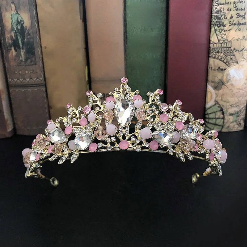 Beautiful Crown Decor Alloy Tiara Headdress Exquisite Crown Shape for Birthday Party Dancing Performance Photo Prop