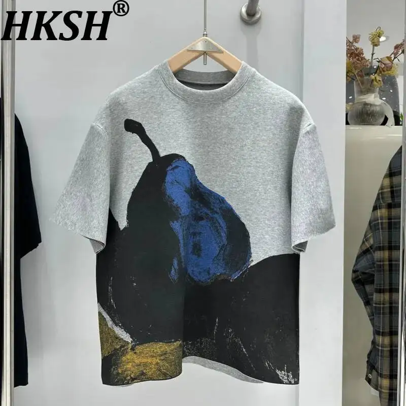 

HKSH Men Niche Design Trendy Brand T-shirt Women High Street Air-layer Fabric Digital Print Oversized Short-Sleeved Tees HK23631
