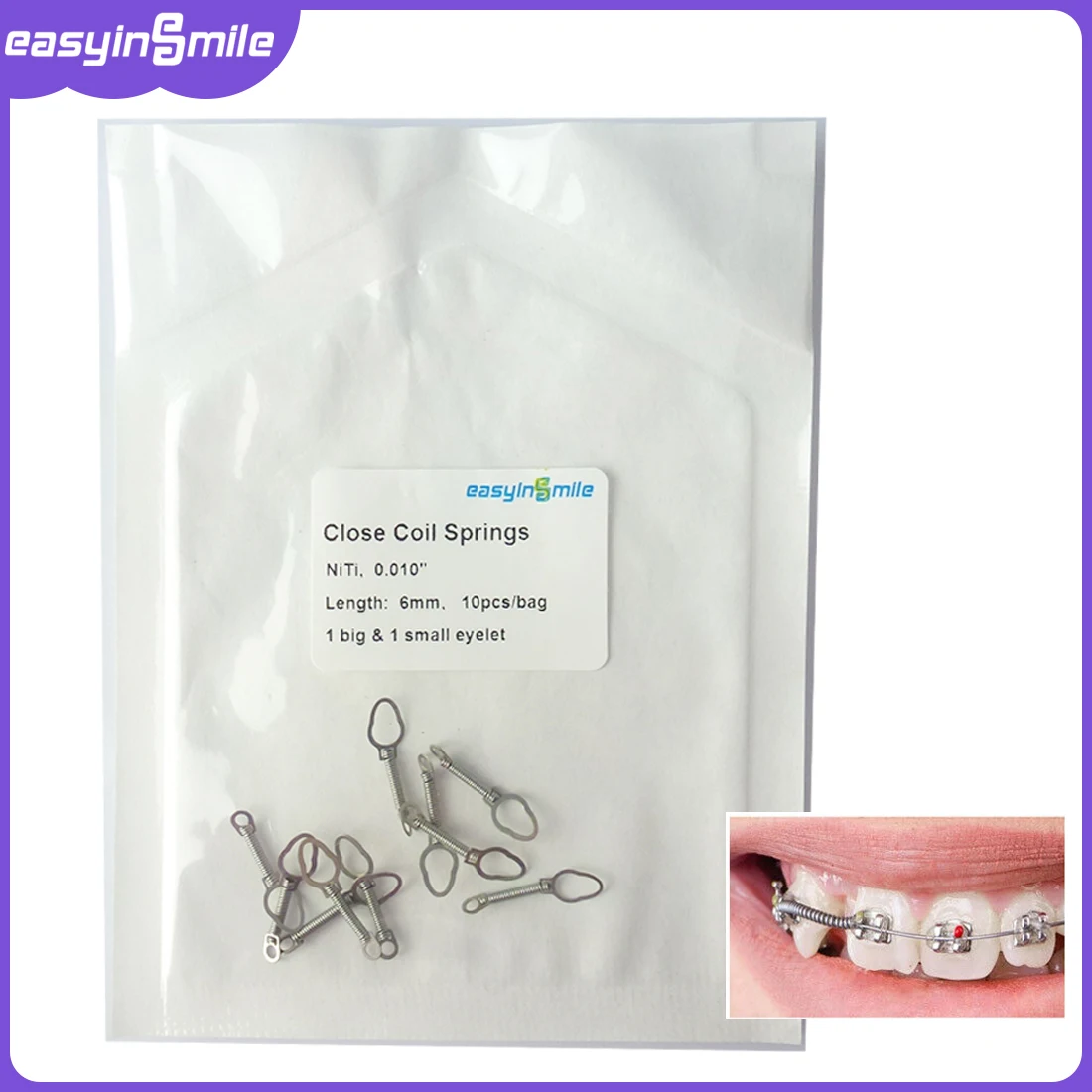 

10 шт./пакет, стоматологическая ортодонтическая пружина с закрытой спиральной пружиной 6/9/12 мм, NITI, эластичные ортопедические материалы средней/светлой силы, аксессуары для ортодезийской