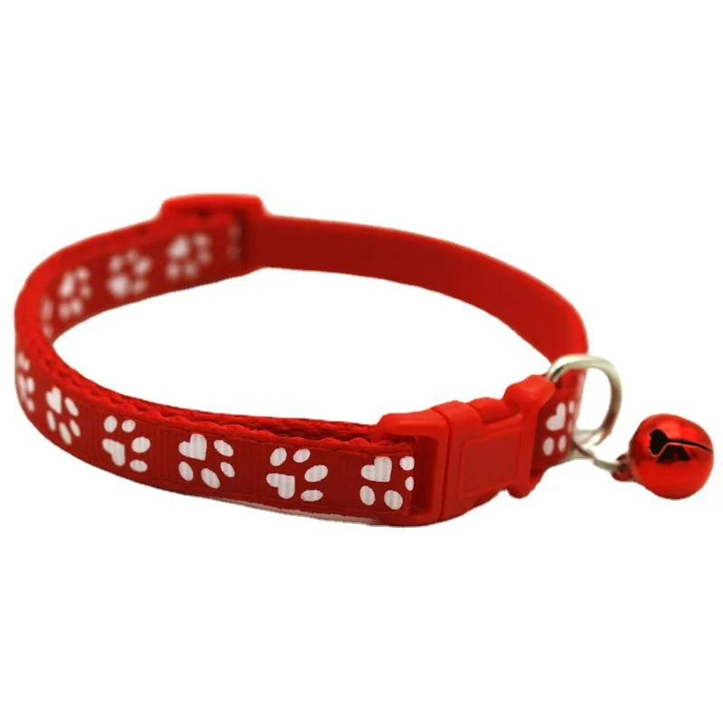 Pet Dog Collar Cute Paw Print Fashion Adjustable Cat Bell Collar Personalized Dog Necklace Pet Bell Dogs Toy Puppy Accessories