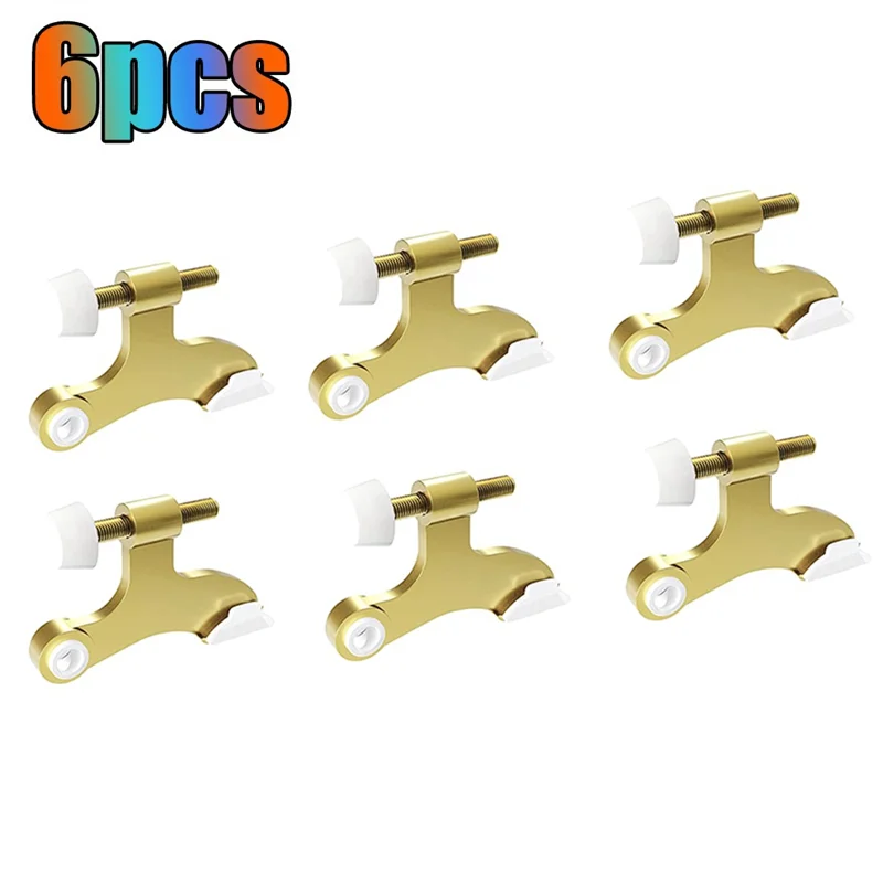 6Pcs Hinge Pin Gold Door Stopper Adjustable Heavy Duty Hinge with Rubber Bumper To Reduce Potential Damage Wall Dents