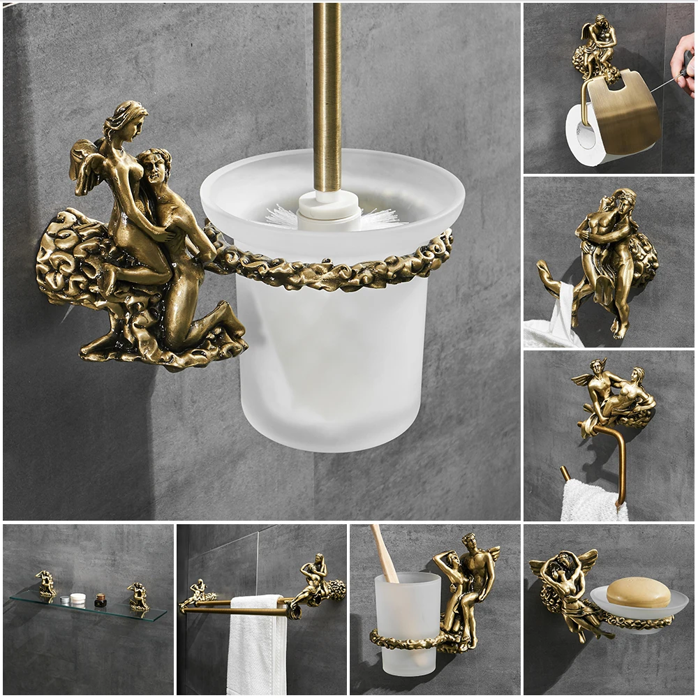 

Wall Mount Romantic Bathroom Shower Hardware Accessories Set,Towel Ring and Robe Hook,Toilet Paper Holder Towel Ba