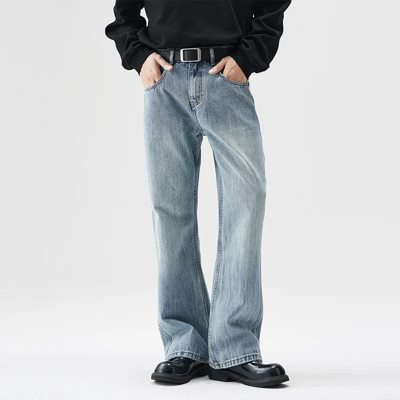 

Микро расклешенные джинсы, мужская модная уличная одежда, свободные повседневные винтажные джинсовые джинсы, брюки, большие размеры 28–40