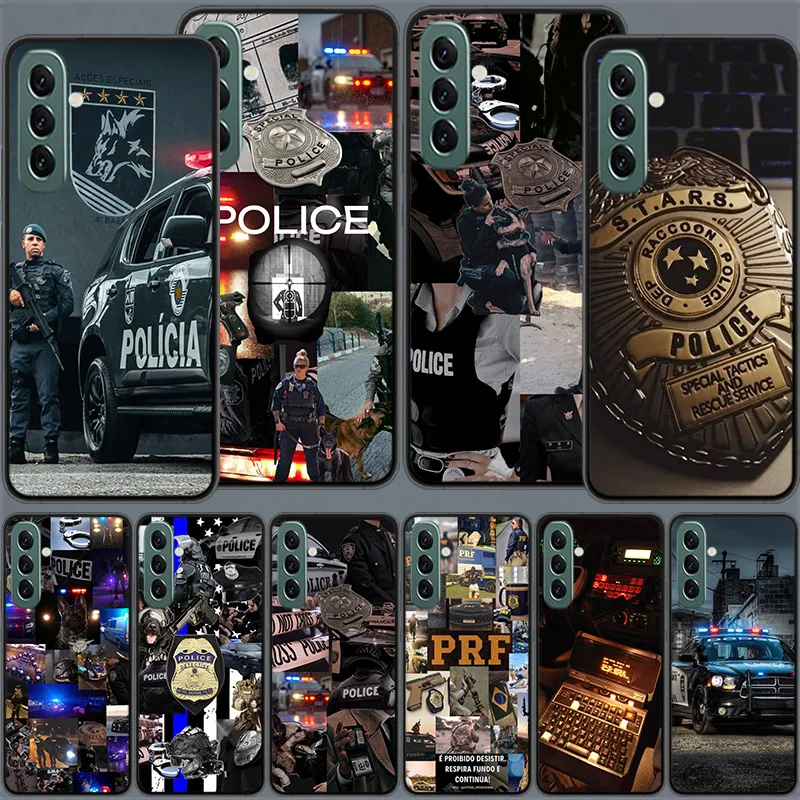 Symbol Police Phone Case for Samsung A54 A14 A24 A34 A17 A37 A57 A55 A35 A25 A15 A07 A05S A04S A12 A22 A32 A52S A72 Galaxy Note