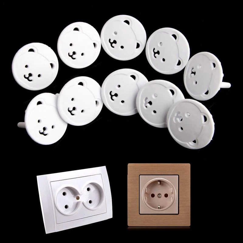 

J15U 10pcs Bear EU Power Socket Electrical Baby Safety Guard for Protection Anti Elec