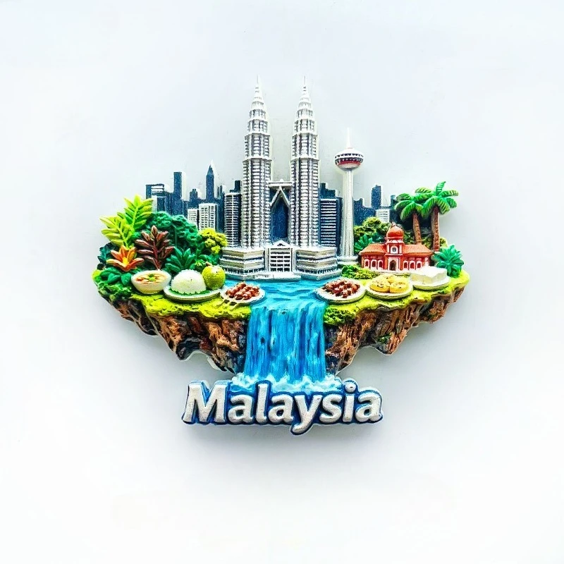 

Kuala Lumpur Fridge Magnet - Stunning 3D Petronas Towers Waterfall Unique Malaysia Cityscape Souvenir & Travel Gift for Decor