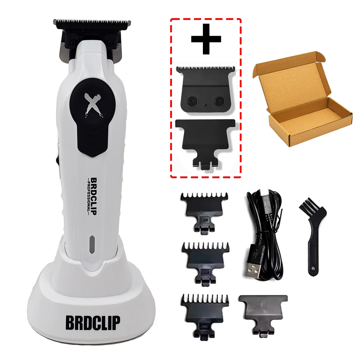 BRDCLIP X Series Weiß FA1T 7700RPM Professioneller Elektrischer Haarschneider für Männer mit DLC-Klinge für Friseursalons