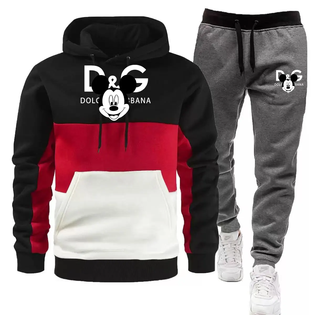 

Latest Outdoor Hot Selling Brands in Europe and America Autumn and Winter Printed Men's Sports Hoodie Disney Mickey Women's Set