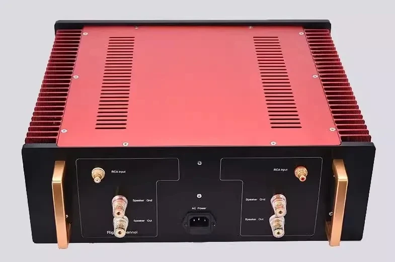 Brzhifi Red With Black All Aluminum Chassis Audio Swiss Vintage darTZee Power Amplifier Box Case Double Radiator Audio Case