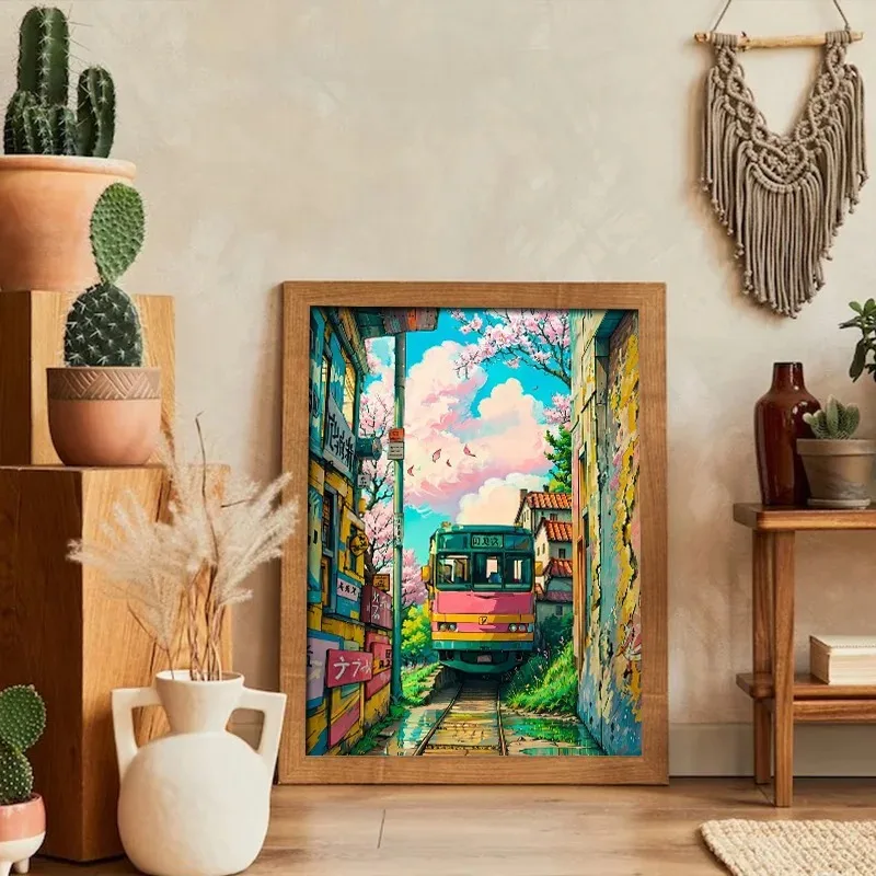 Japanese Street Scenery Characteristic Buildings Canvas Paintings And Prints Picture Landscape Poster For Living Room Home Decor