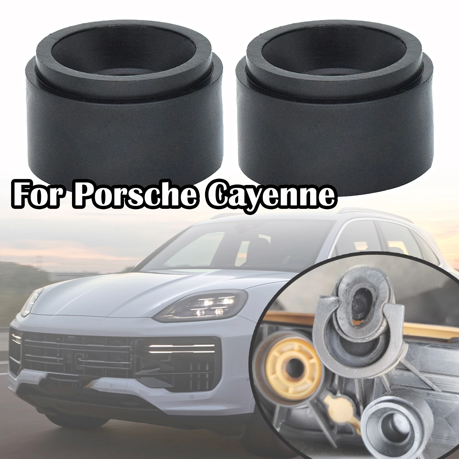 2X Gumowa tuleja montażowa silnika Ochronna pod osłoną Klips Grommet Wspornik Bungs Czarny Do Porsche Cayenne Macan Panamera