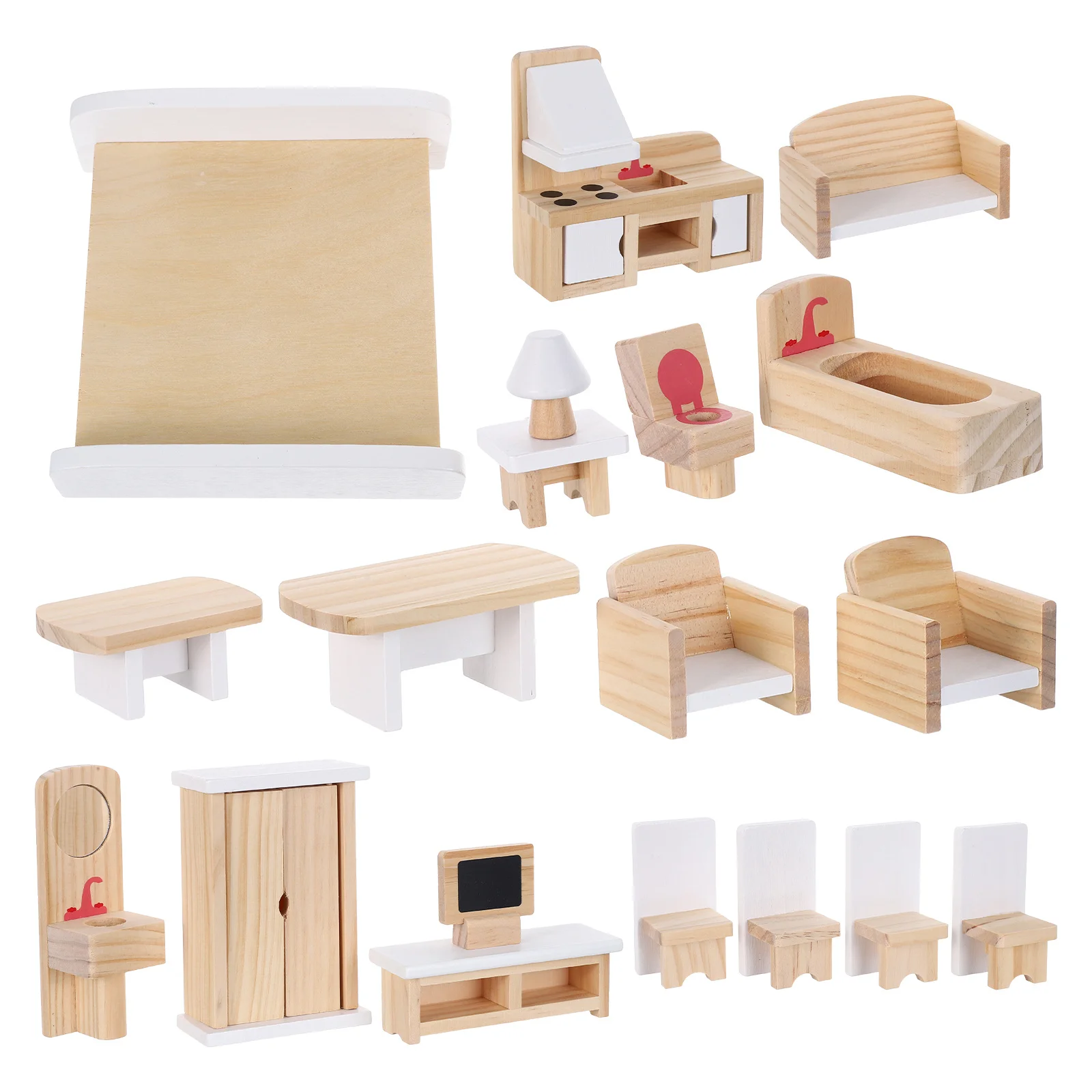 

1Set Wooden Miniature Furniture Set Toddler Table Chair Compact Design Kids Pretend Play House Kitchen Dining Room Accessories
