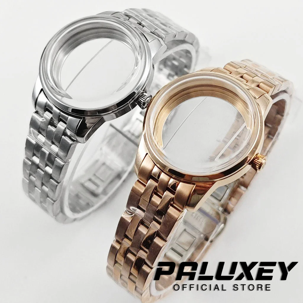 NH38 33MM Ladies Women Cocktails Stainless Watch Case Fit NH35 4R35 NH38 4R38 Movement Arch Glass Transparent Backcover Case