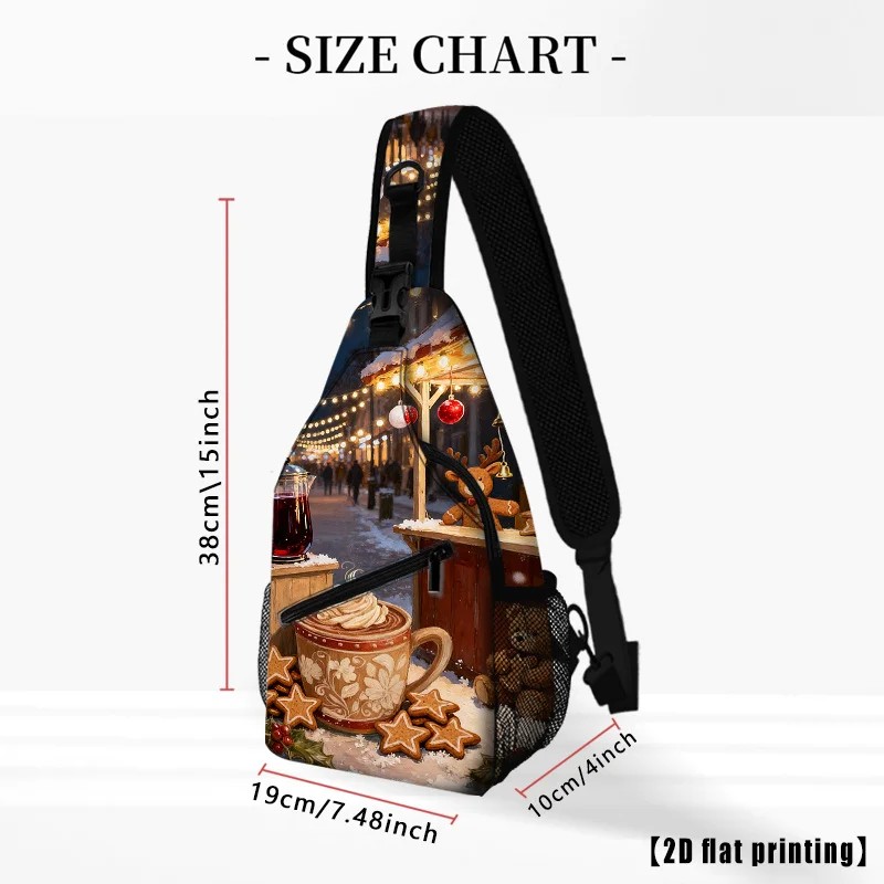 حقيبة ظهر للرجال والنساء لعيد الميلاد والزنجبيل وقصب الحلوى بطباعة مسطحة مع أشرطة قابلة للتعديل