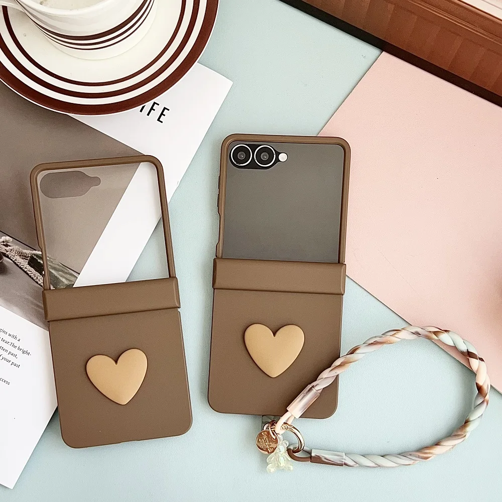 귀여운 하트 힌지 폰 케이스와 스크린 보호필름 포함 이미지