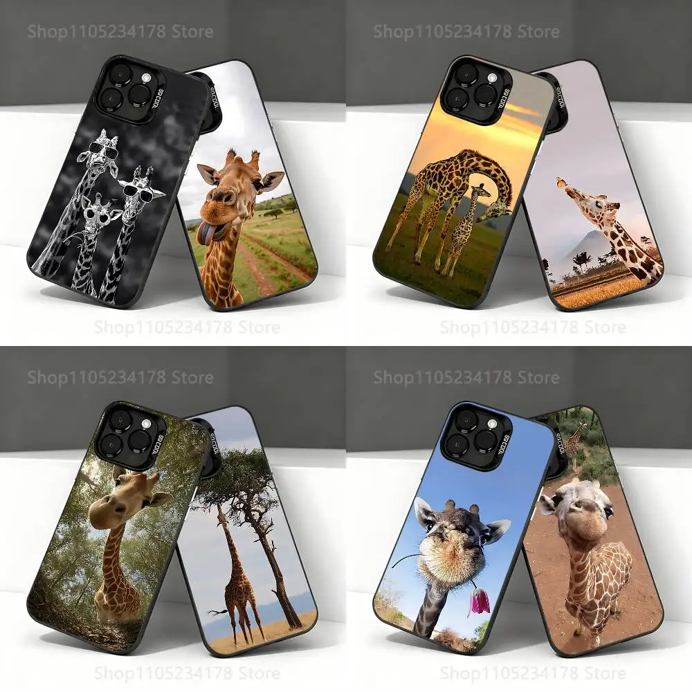

Giraffes Cute Animal Phone Case For iPhone 17,16,15,14,13,12,11,Pro,Max,Plus,E,Air,Mini Black IMD Cover
