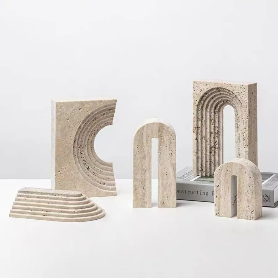 Natural Stone Arch Geometry Statue Ornament Desk Decoration Creative Arc Artwork Room Aesthetic Modern Crafts Home Office Gift