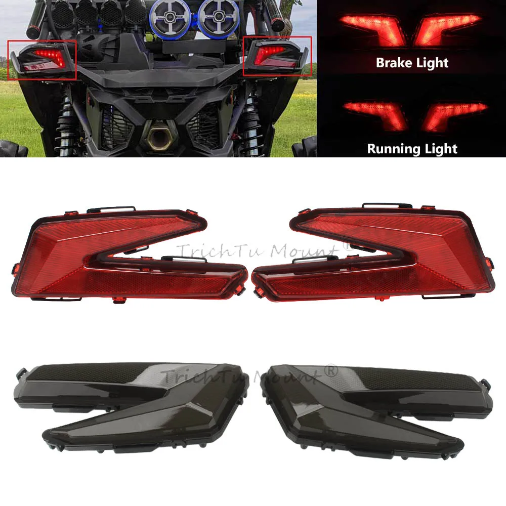 1Pair Taillight Tail Light Assembly Led Taillight Led Tail Light Compatible With Can-Am Maverick X3/Max X3 2017-2026 Smoke/Red
