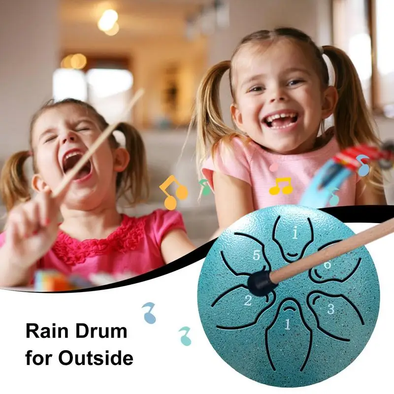 Rain Drum Instrument 3inch 6 Notes Steel Tongue Drum Waterproof Chime For Outdoor Use Bring Unique Atmosphere Enjoy Rain Symphon