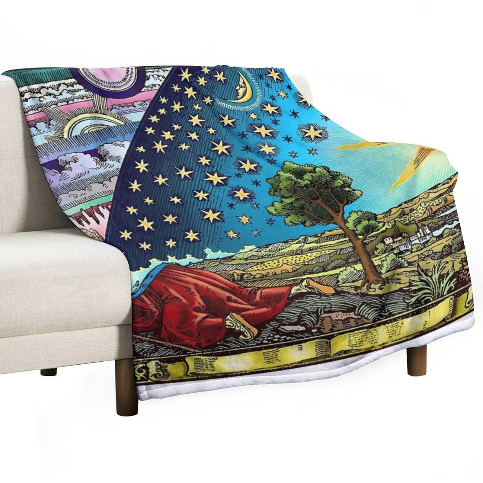 Flammarion Engraving Flat Earth Throw Blanket Beach Blankets Sofas Of Decoration for winter Hair manga Bed covers Blankets