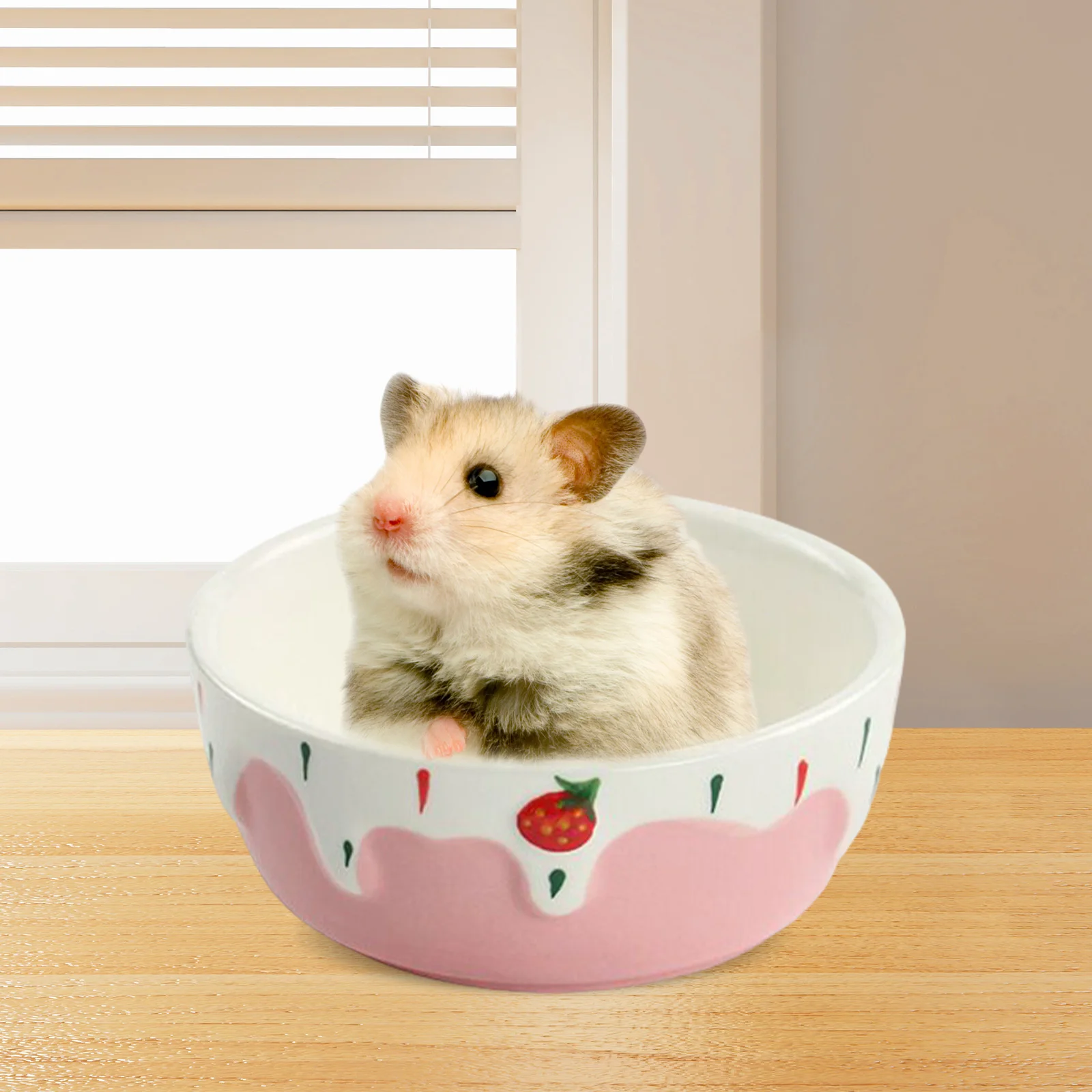 Hamster Food Bowl Easy to Clean Stable Anti Spill Rabbit Food Dish Ceramic Feeding Bowl for Squirrels Ferret Dwarf Rat Gerbil