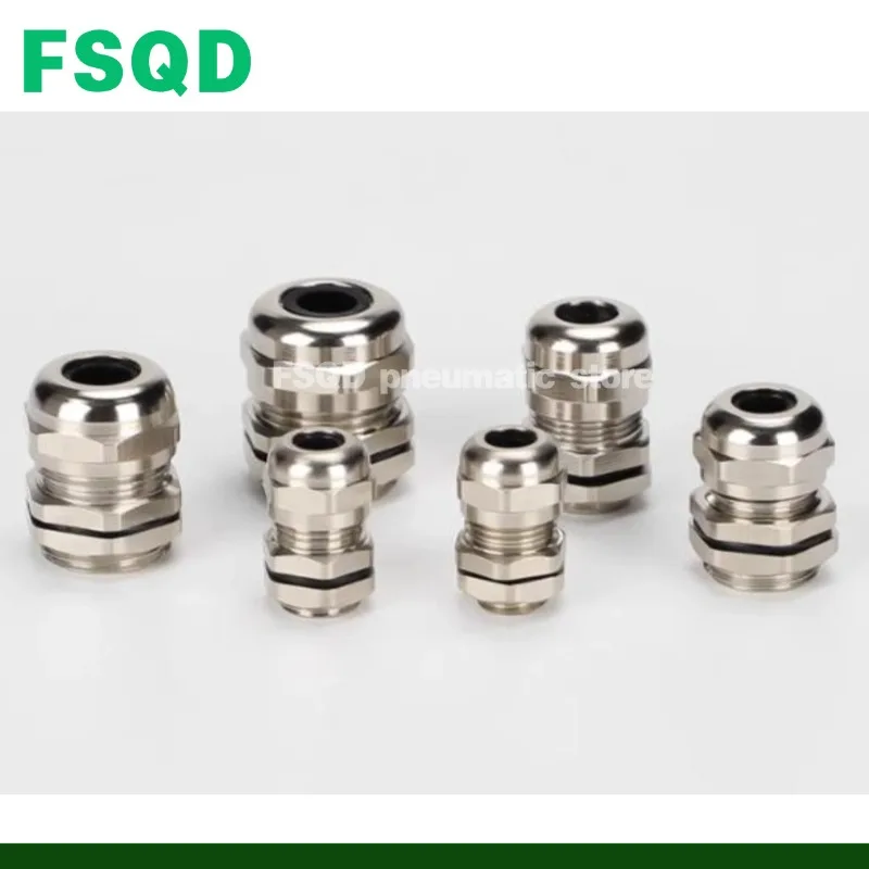 Nickel Brass Metal IP68 Waterproof Cable Glands Connector Wire Glands Fit 3mm-52mm PG7 PG9 PG11 PG63