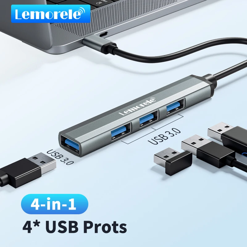 

Lemorele 4 в 1 USB 2,0/3,0 концентратор тип C Высокоскоростной адаптер передачи OTG функция зарядки поддерживается для ноутбуков Windows