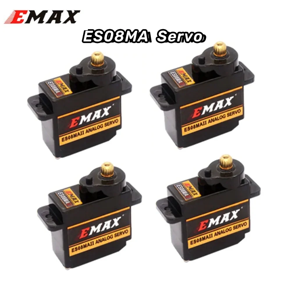 4 pçs emax es08ma es08mai 12g mini metal engrenagem servo analógico para rc brinquedo carro barco helicóptero avião rc robô peças de reposição