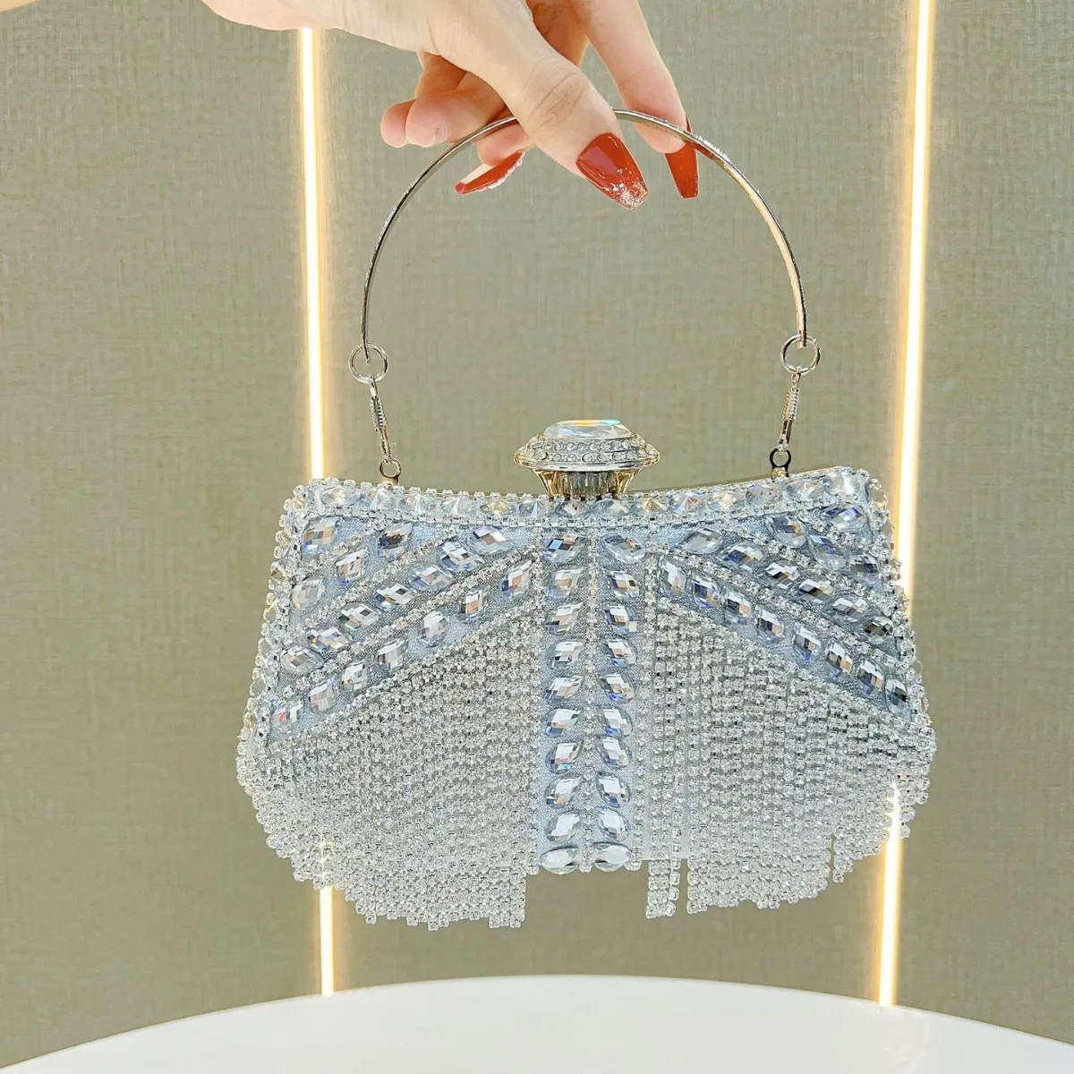 

Dropship Diamond Studded Tassel Bag Women’s Dolly Shoulder Crossbody Evening Purse Birthday Wedding Banquet Party Handbag