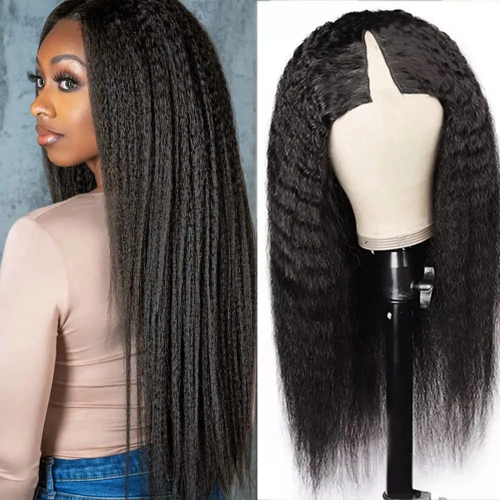 

Kinky Straight V Part Wig Upgrade U Part Wigs No Leave Out Kinky Straight Wig V Part No Glue Natural Color Fit For All Size Head