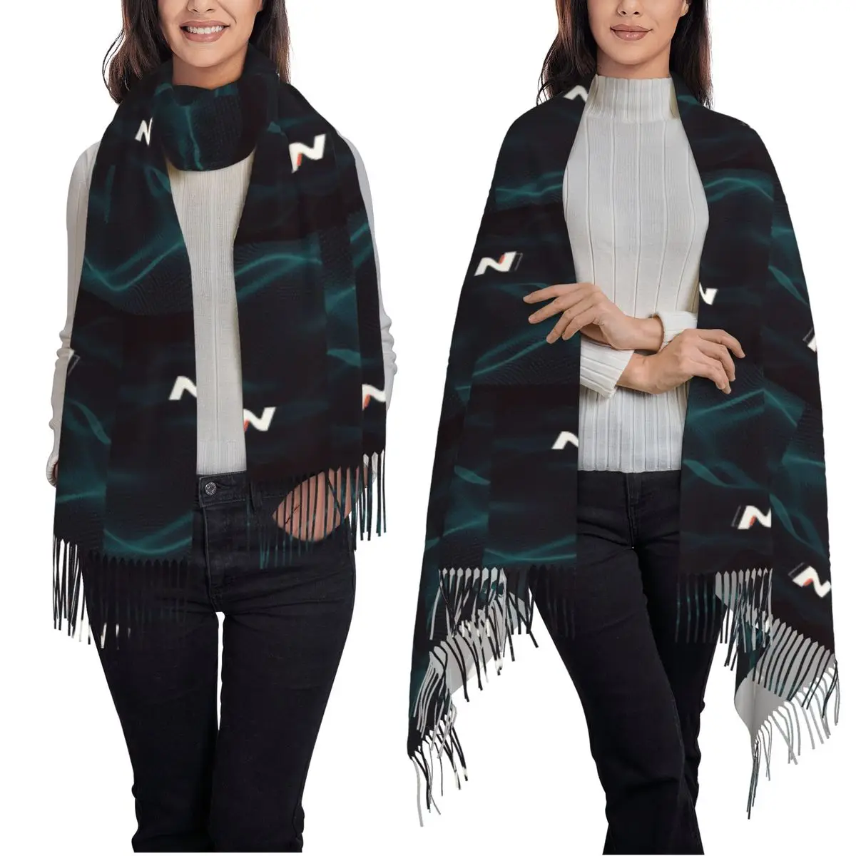 وشاح Hyundai N Performance وشاح شرابة للنساء شالات دافئة ناعمة ويلتف شال طويل للخريف والشتاء