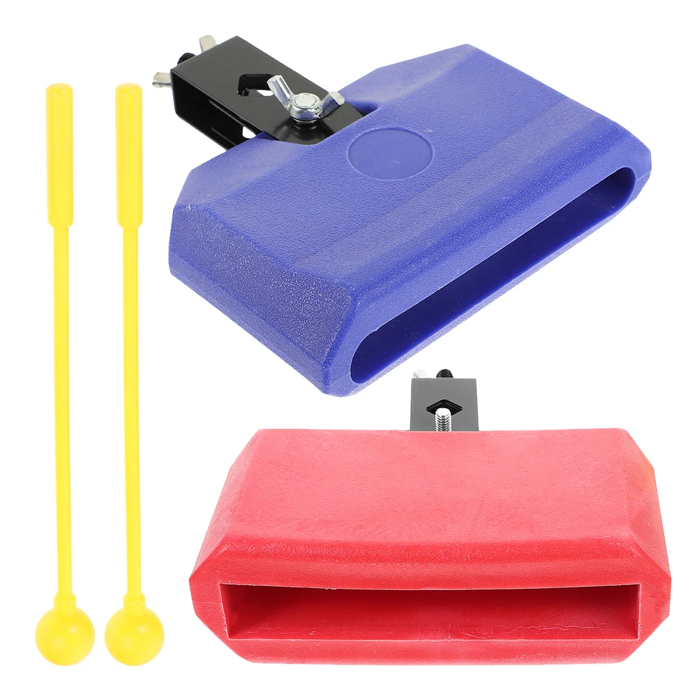 

2 set Jam Blocks Percussion Drum Accessories Cow Bell Noisemaker Replacement Tips For Drum Set Practice Sticks Mounting Bracket