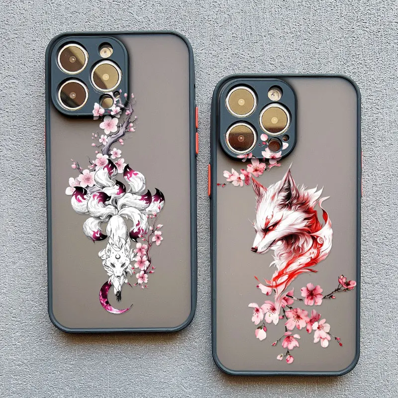 Funda para Teléfono con Diseño Artístico de Zorro de Nueve Colas para iPhone 17 Pro Max 16 15 14 Pro Max Plus 13 Mini 12 11 Pro Max, Carcasa Antigolpes