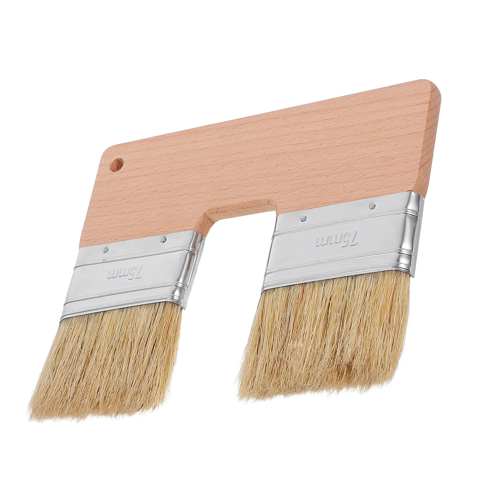 Double Heads Natural Pig Bristle Art Flat Brush U Shaped Double Color Painting Tool Oil Acrylic Supplies Artist Brushes