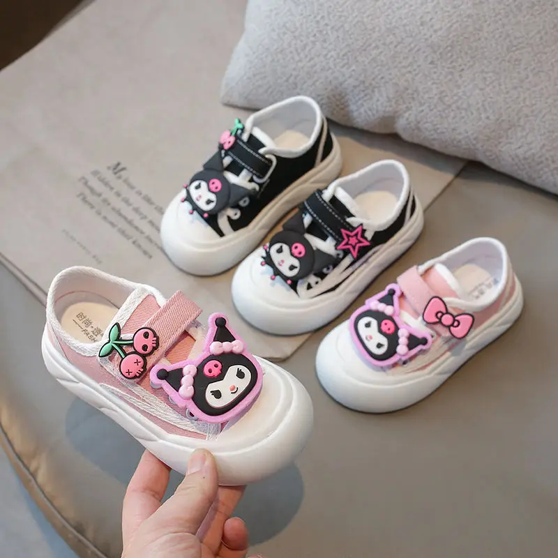 

Аниме kawaii Kuromi My melody обувь для девочек летние новые холщовые туфли для детей младшего возраста дышащие спортивные кроссовки для помещений подарок