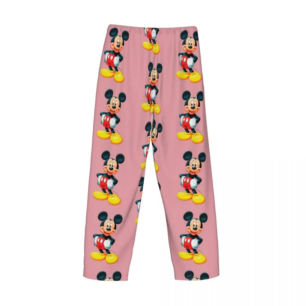 Pantalones de pijama personalizados de Mickey Mouse Minnie, ropa de dormir elástica con bolsillos para dormir y salón de dibujos animados para hombre