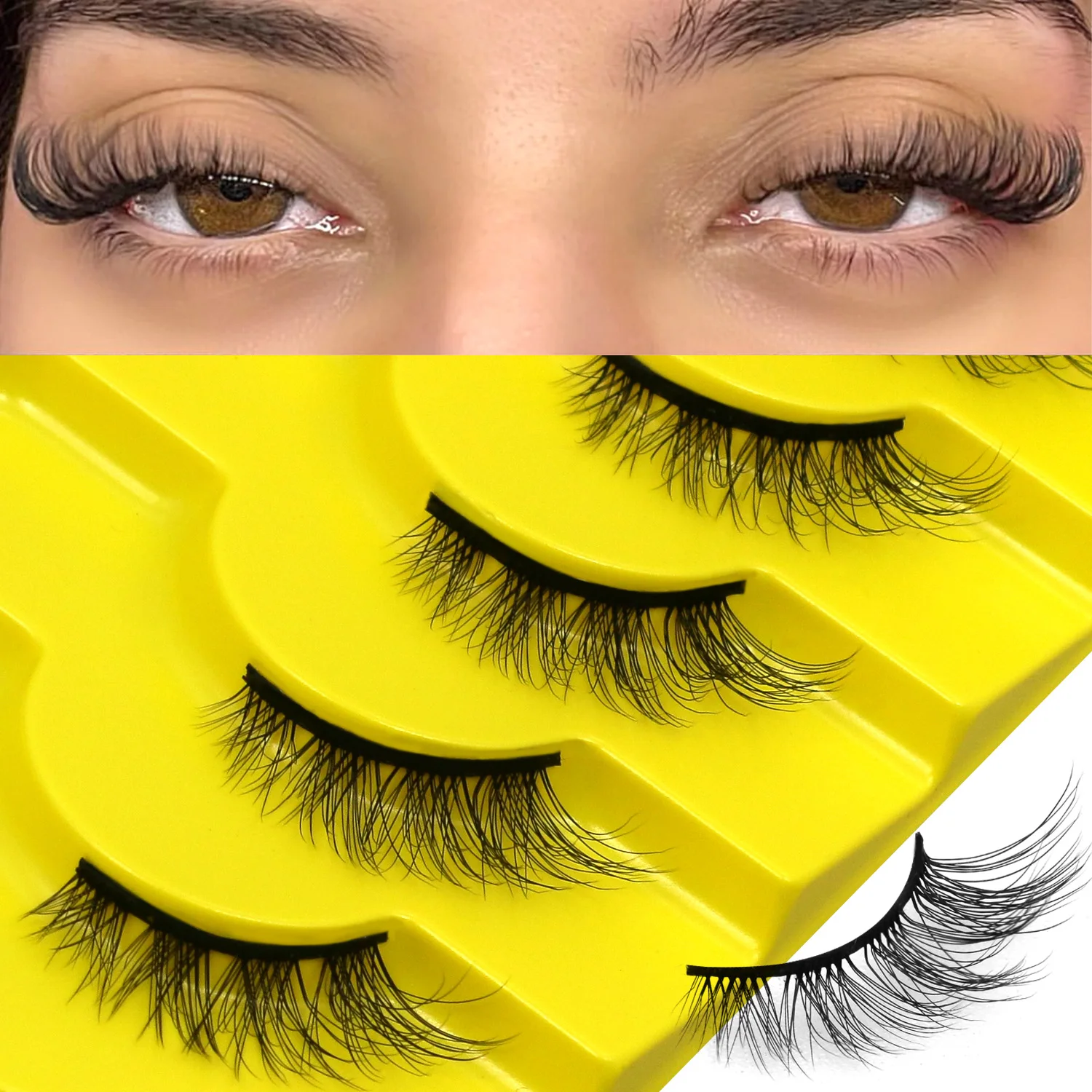 Veltrinay Half Eyelashes Corner Lashes Natural Lashes Half Lashes Wispy End Lashes Clear Band Lashes Makeup