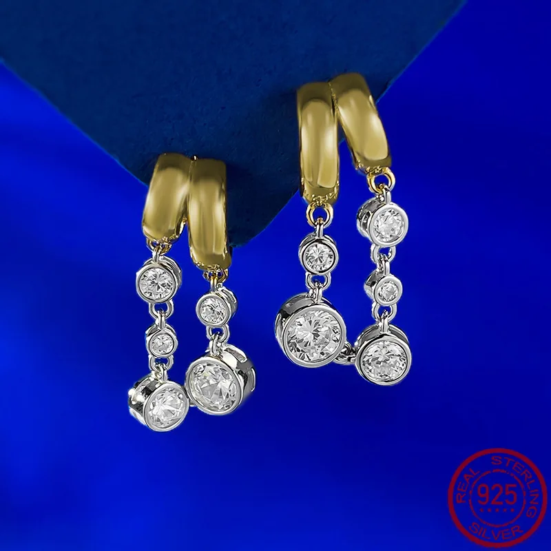 

New 925 sterling silver tassel bubble diamond earrings with high-end feel, niche atmosphere, versatile earrings, wedding jewelry