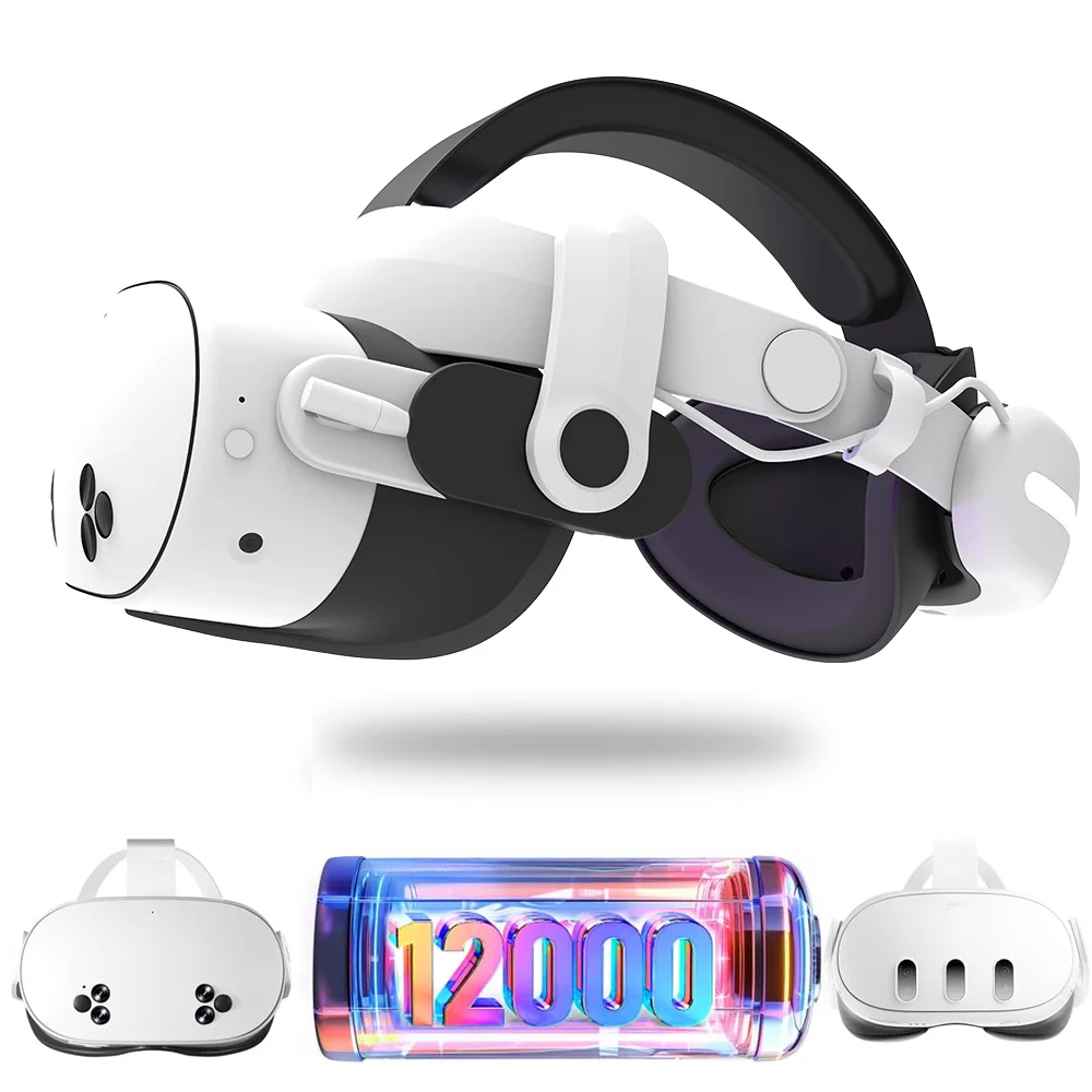 For Quest3S VR Headset 12000mAh Adjustable Charging Head Strap Elite Comfortable Accessory for Meta Quest3 Gaming Experience