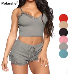 Frauen Pyjama Sets sexy Spitze ärmellose weiche Pyjamas bequeme V-Ausschnitt Nachtwäsche weibliche Nachthemd Nachtwäsche Satin Nachthemd