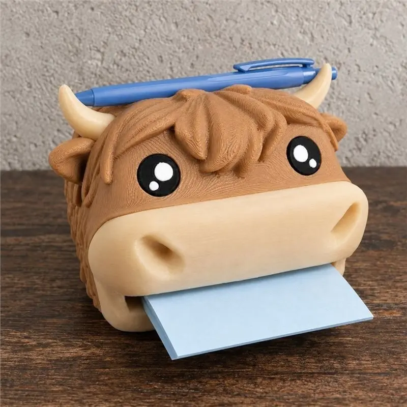 B03B-Sticky Note Holder 3D Printed Cow Design, For Office Workspace Organizing Accessory, Fun Gift Idea