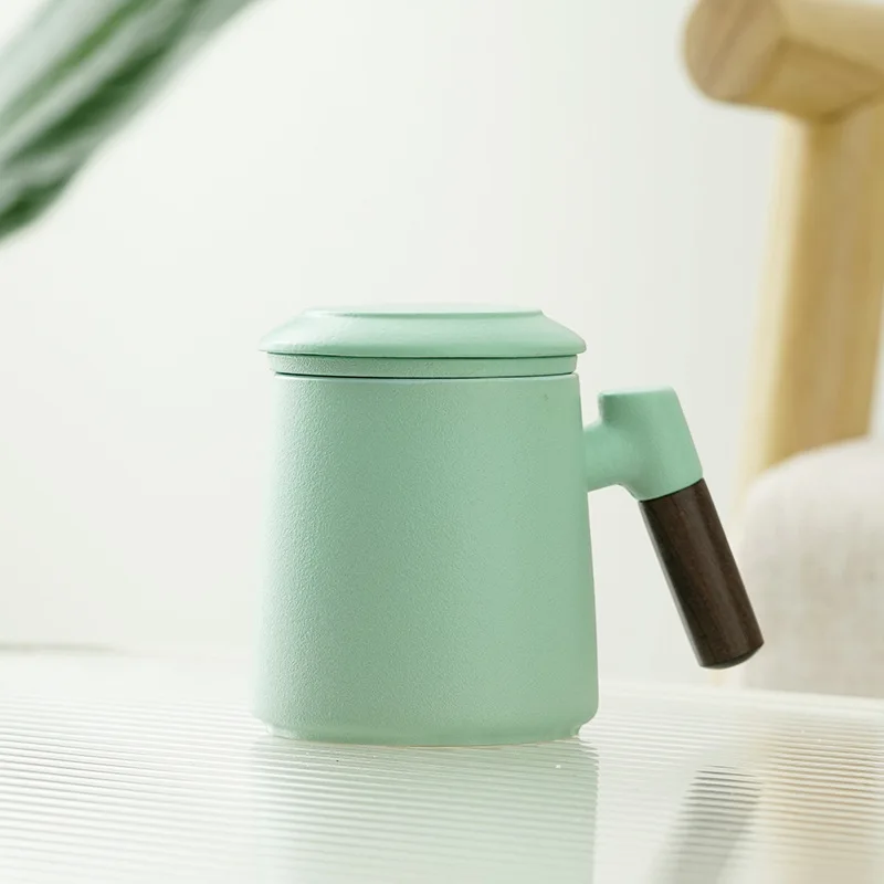 

Керамическая кружка, чашка для заваривания чайной воды, деревянная ручка, крышка, фильтр, офисная чашка для чая большой емкости